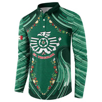 Custom Mexico Football Button Sweatshirt Aztec Eagle With Mini Floral Patterns
