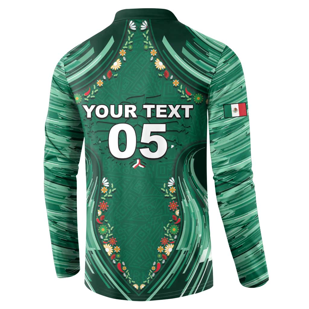Custom Mexico Football Button Sweatshirt Aztec Eagle With Mini Floral Patterns