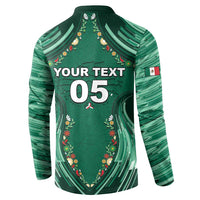Custom Mexico Football Button Sweatshirt Aztec Eagle With Mini Floral Patterns
