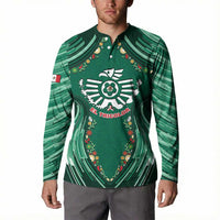 Custom Mexico Football Button Sweatshirt Aztec Eagle With Mini Floral Patterns