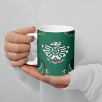 Custom Mexico Football Ceramic Mug Aztec Eagle With Mini Floral Patterns