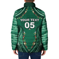 Custom Mexico Football Padded Jacket Aztec Eagle With Mini Floral Patterns