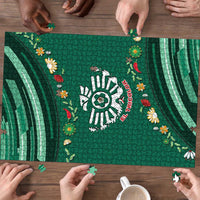 Mexico Football Puzzle Aztec Eagle With Mini Floral Patterns