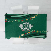 Mexico Football Tablecloth Aztec Eagle With Mini Floral Patterns