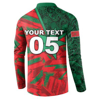 Custom Morocco Football Button Sweatshirt Pentagram Red Lion African