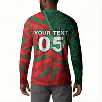 Custom Morocco Football Button Sweatshirt Pentagram Red Lion African