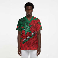 Custom Morocco Football Scrub Top Pentagram Red Lion African
