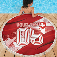 Custom Switzerland Football Beach Blanket Matterhorn Snow Shield