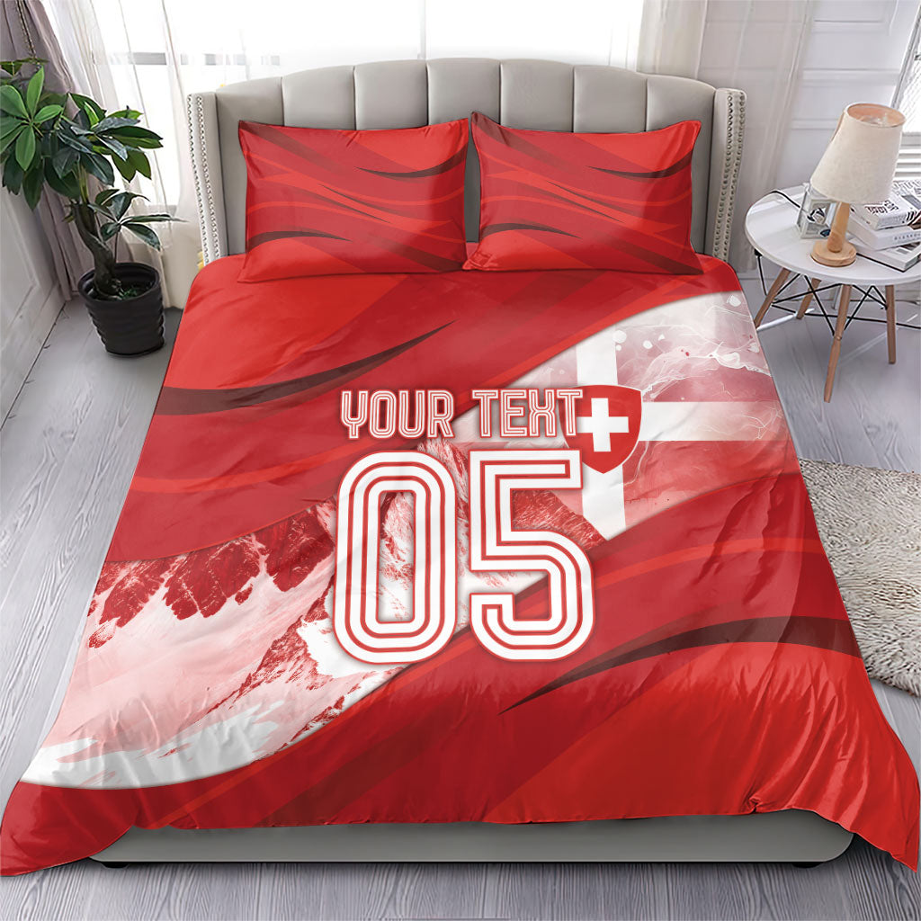 Custom Switzerland Football Bedding Set Matterhorn Snow Shield
