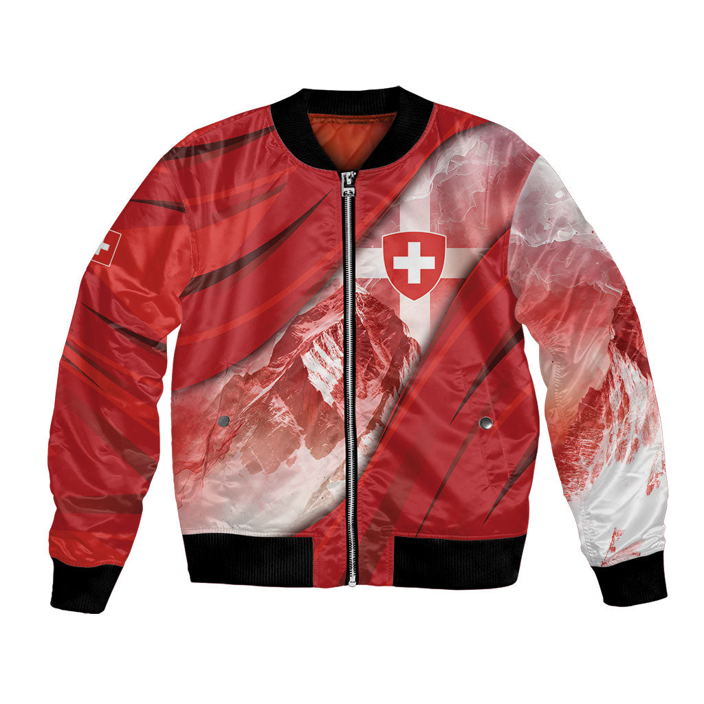 Custom Switzerland Football Bomber Jacket Matterhorn Snow Shield