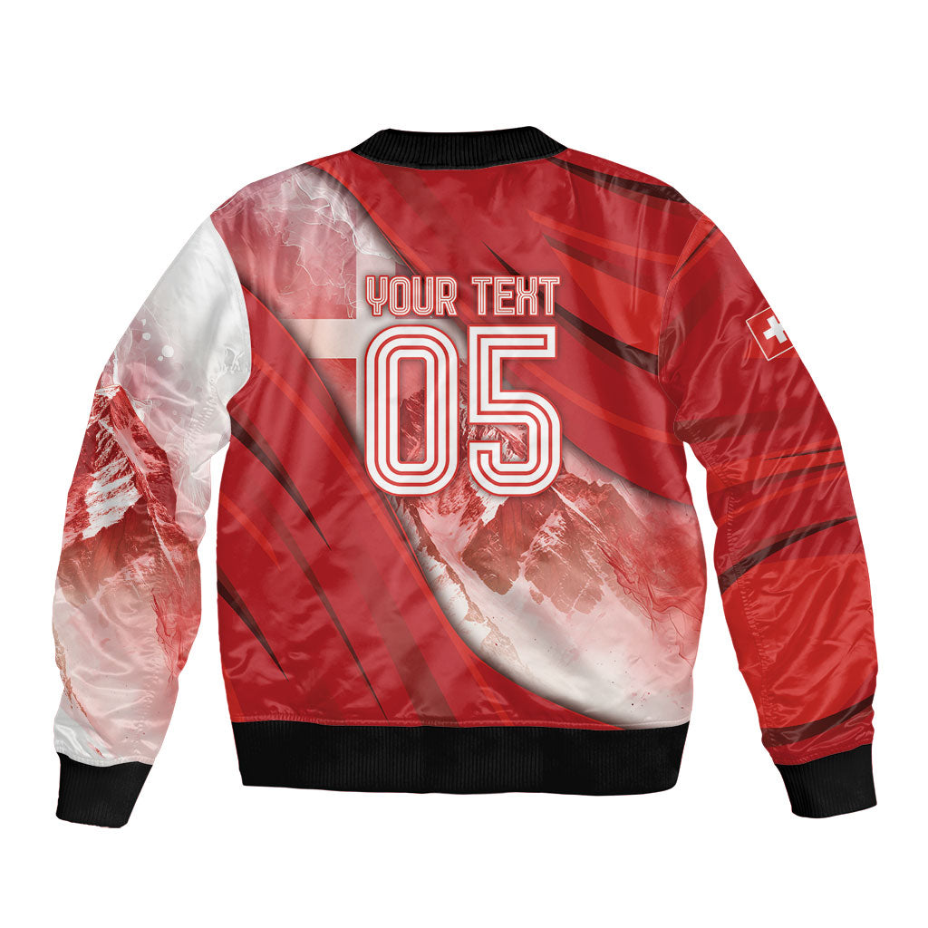 Custom Switzerland Football Bomber Jacket Matterhorn Snow Shield