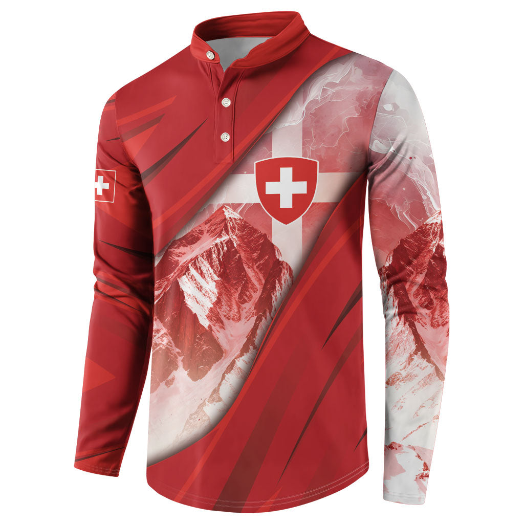 Custom Switzerland Football Button Sweatshirt Matterhorn Snow Shield