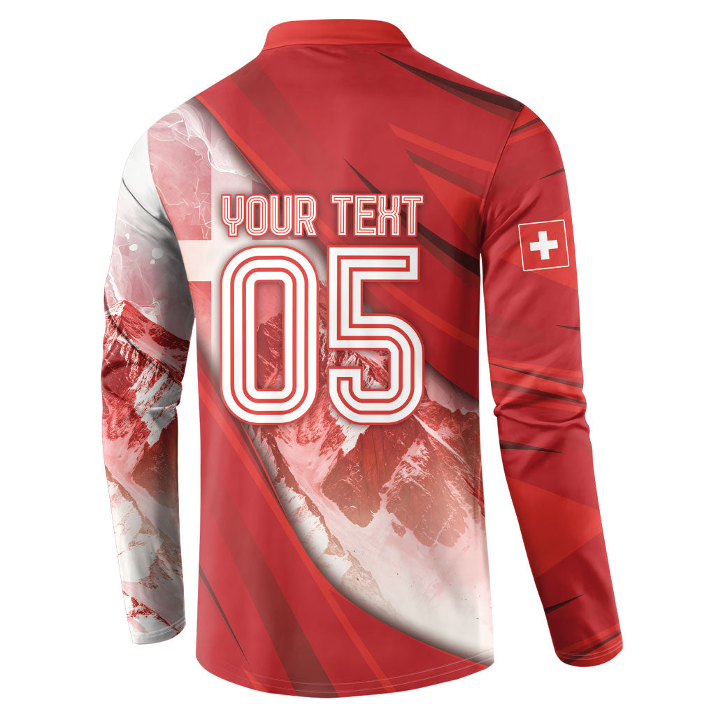 Custom Switzerland Football Button Sweatshirt Matterhorn Snow Shield
