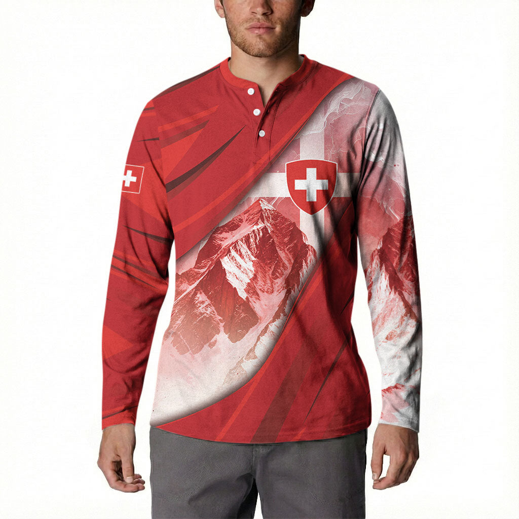 Custom Switzerland Football Button Sweatshirt Matterhorn Snow Shield