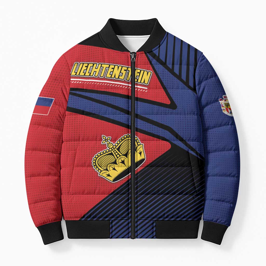 Personalized Liechtenstein Bomber Puffer Jacket Crown Symbol - Wonder Print Shop