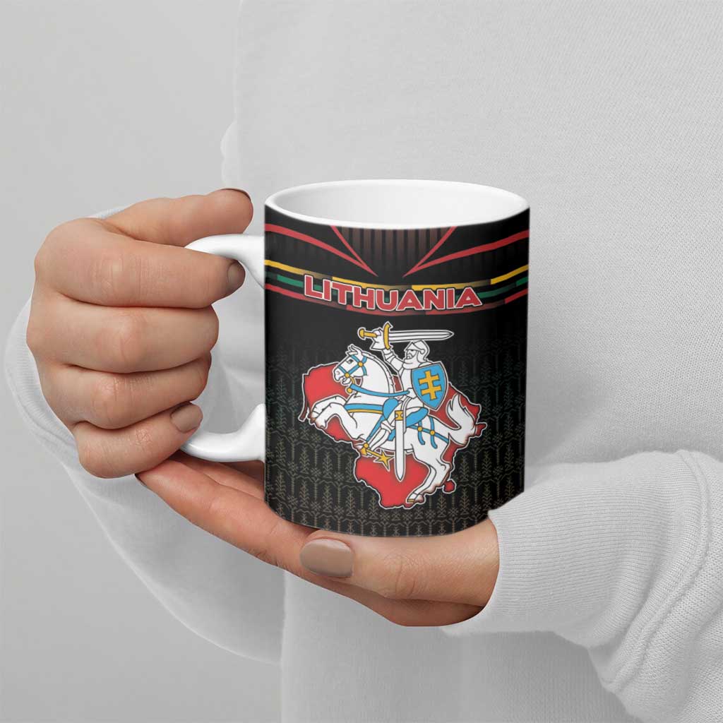 Personalized Lithuania Ceramic Mug Knight In Armor With Map - Wonder Print Shop