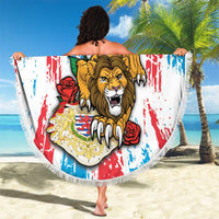 Luxembourg Beach Blanket Red Lion With Coat Of Arms - Wonder Print Shop