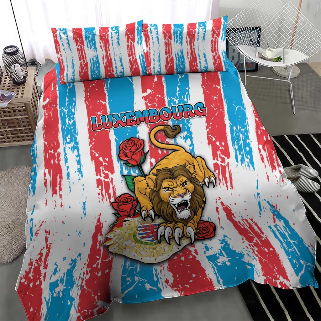 Luxembourg Bedding Set Red Lion With Coat Of Arms - Wonder Print Shop