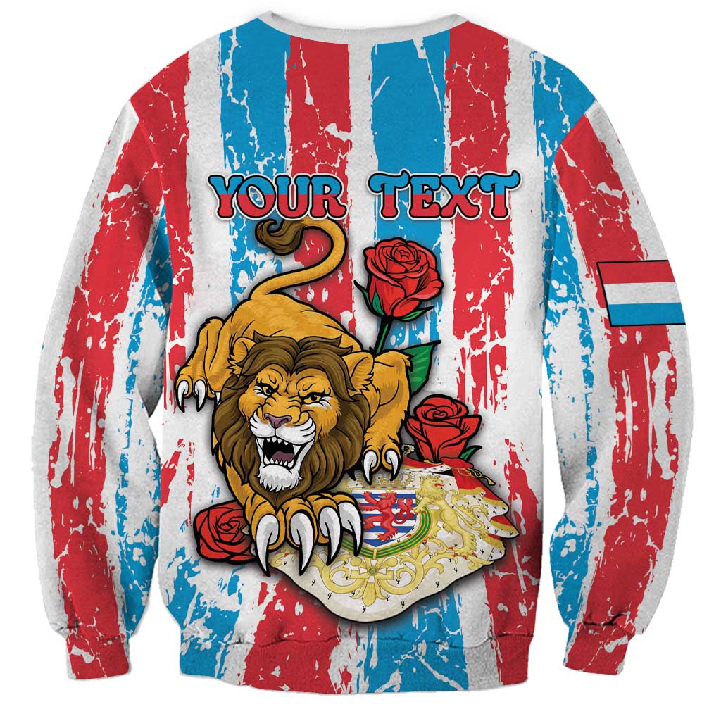 Personalized Luxembourg Sweatshirt Red Lion With Coat Of Arms - Wonder Print Shop