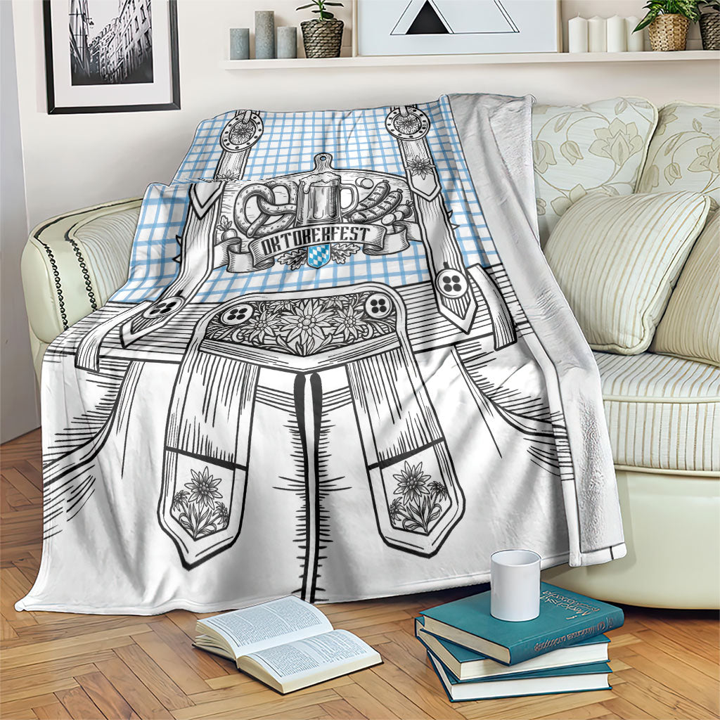 Oktoberfest Lederhosen Costume Blanket Linocut Woodcut White Style