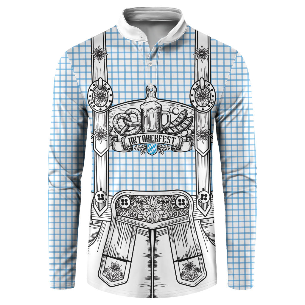 Oktoberfest Lederhosen Costume Button Sweatshirt Linocut Woodcut White Style