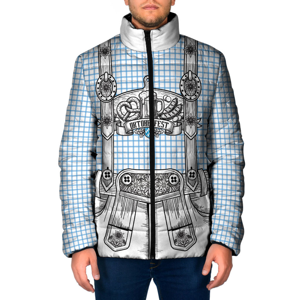 Oktoberfest Lederhosen Costume Padded Jacket Linocut Woodcut White Style