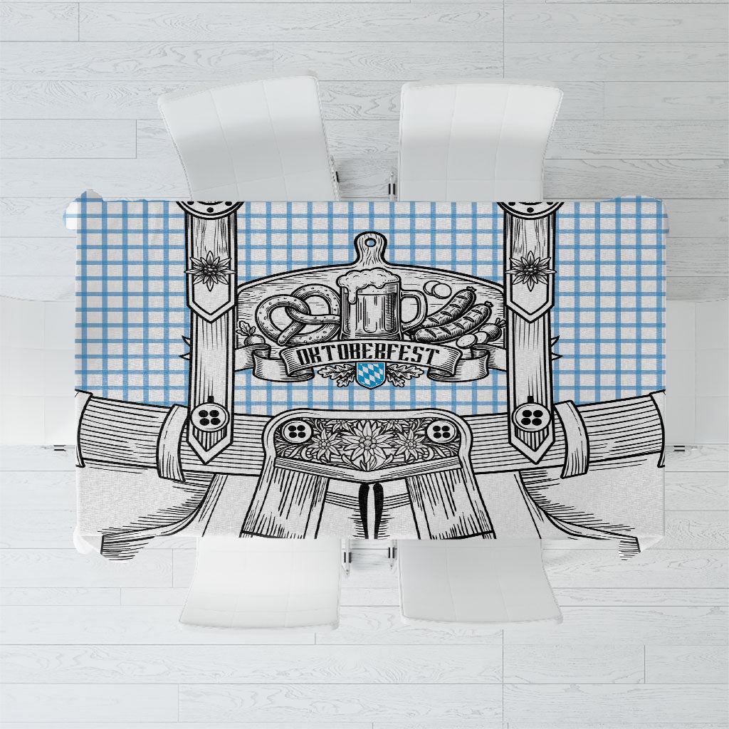 Oktoberfest Lederhosen Costume Tablecloth Linocut Woodcut White Style