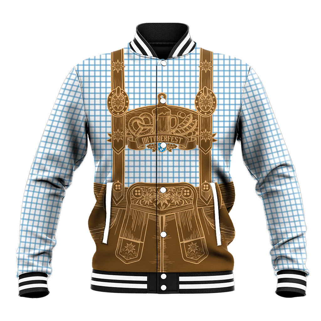 Oktoberfest Lederhosen Costume Baseball Jacket Linocut Woodcut Brown Style