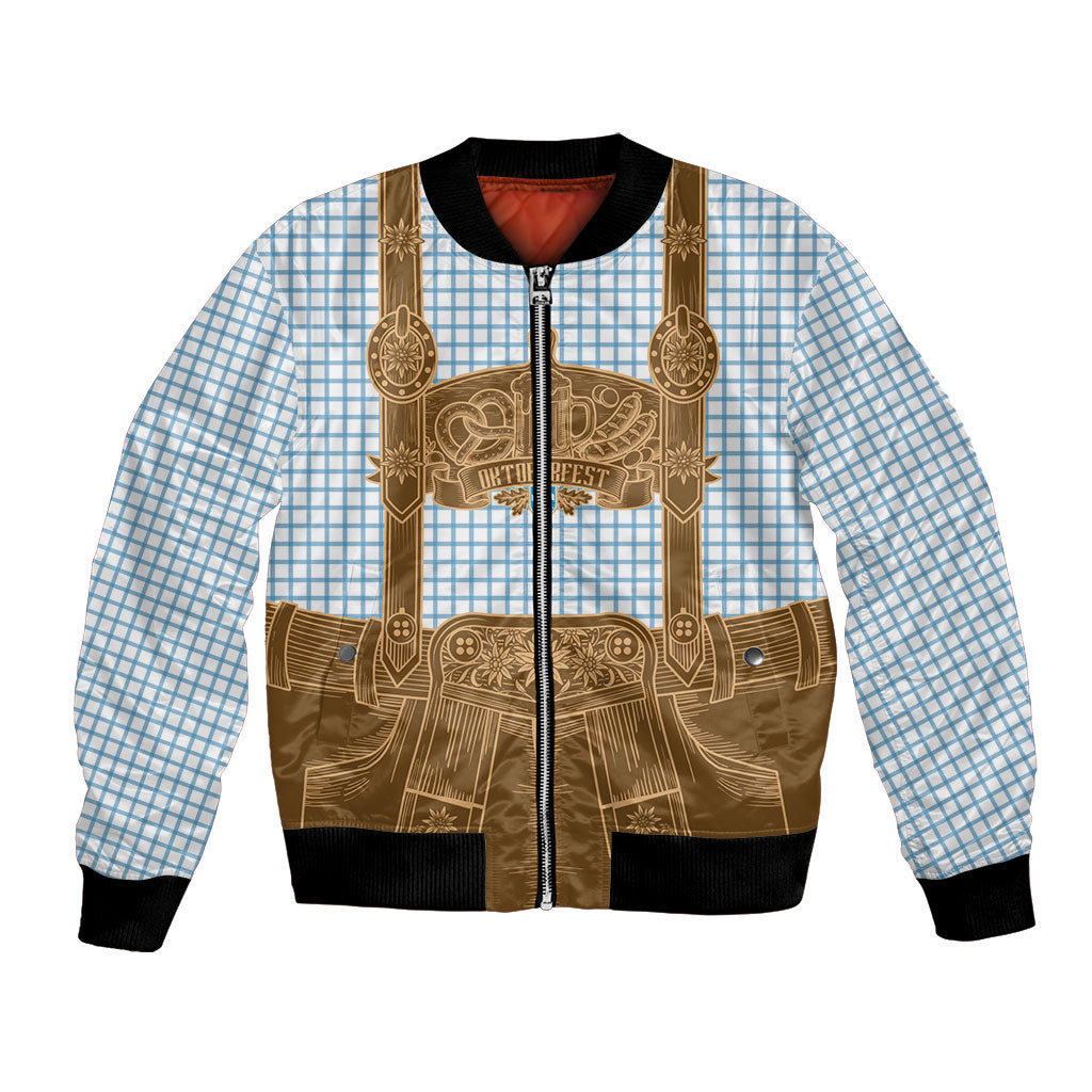 Oktoberfest Lederhosen Costume Bomber Jacket Linocut Woodcut Brown Style