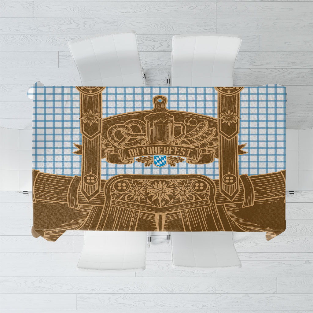 Oktoberfest Lederhosen Costume Tablecloth Linocut Woodcut Brown Style