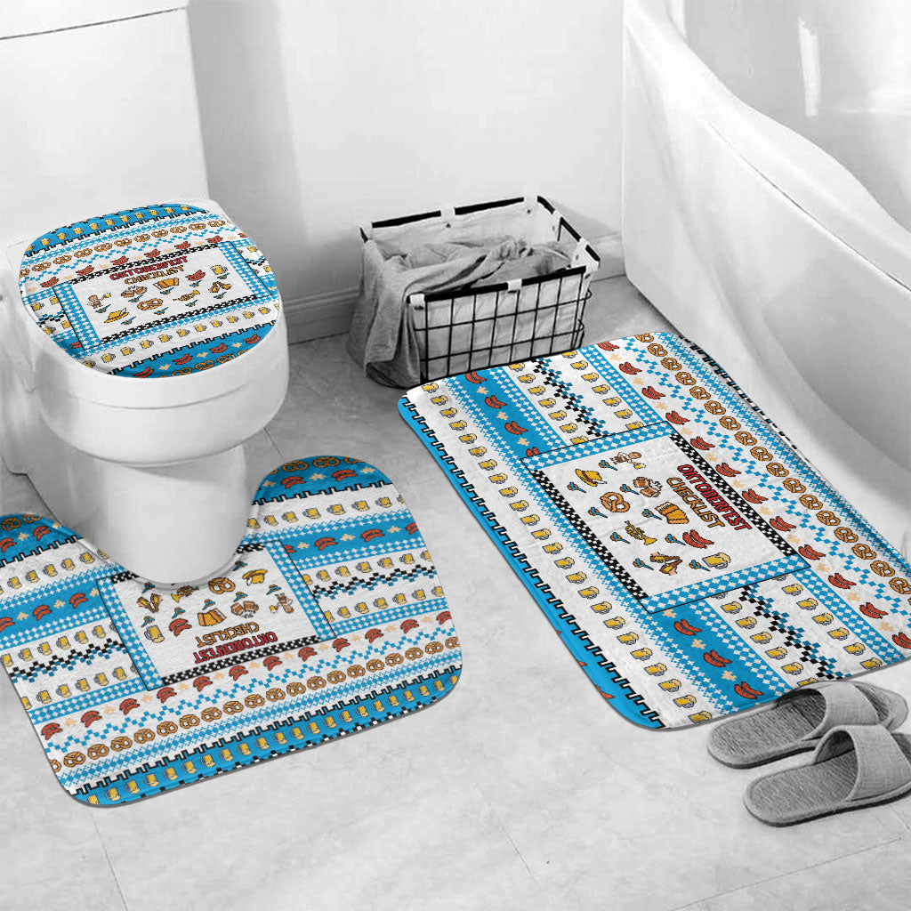 Oktoberfest Checklist Bathroom Set Pixel Beer Pretzel Sausage Bavarian Pattern