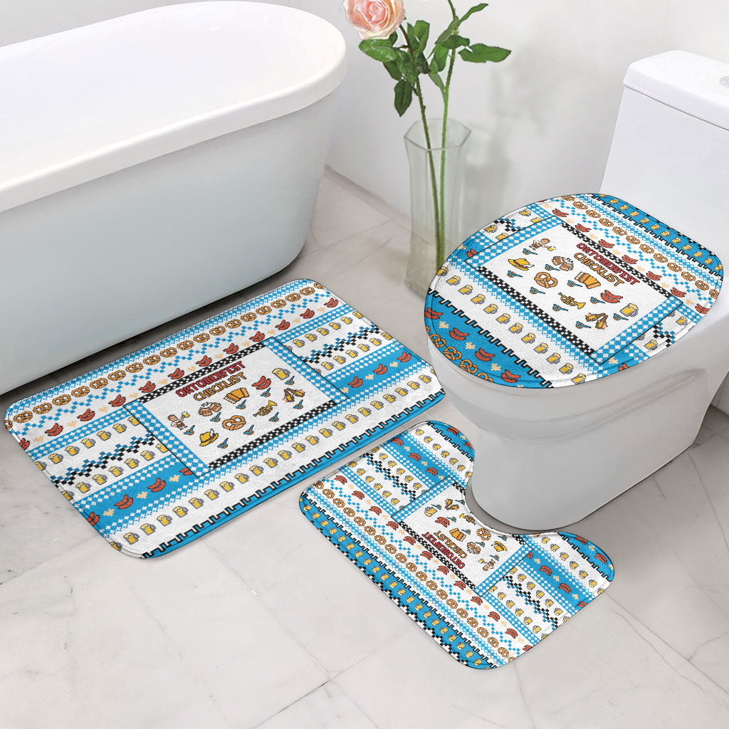 Oktoberfest Checklist Bathroom Set Pixel Beer Pretzel Sausage Bavarian Pattern