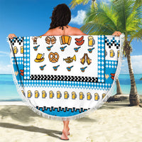Oktoberfest Checklist Beach Blanket Pixel Beer Pretzel Sausage Bavarian Pattern