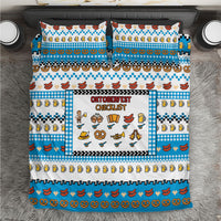 Oktoberfest Checklist Bedding Set Pixel Beer Pretzel Sausage Bavarian Pattern