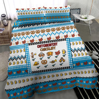 Oktoberfest Checklist Bedding Set Pixel Beer Pretzel Sausage Bavarian Pattern