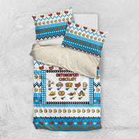 Oktoberfest Checklist Bedding Set Pixel Beer Pretzel Sausage Bavarian Pattern