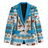 Oktoberfest Checklist Blazer Pixel Beer Pretzel Sausage Bavarian Pattern