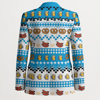 Oktoberfest Checklist Blazer Pixel Beer Pretzel Sausage Bavarian Pattern