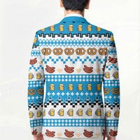 Oktoberfest Checklist Blazer Pixel Beer Pretzel Sausage Bavarian Pattern