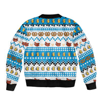Oktoberfest Checklist Bomber Jacket Pixel Beer Pretzel Sausage Bavarian Pattern
