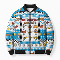 Oktoberfest Checklist Bomber Puffer Jacket Pixel Beer Pretzel Sausage Bavarian Pattern