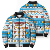 Oktoberfest Checklist Bomber Puffer Jacket Pixel Beer Pretzel Sausage Bavarian Pattern