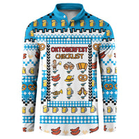 Oktoberfest Checklist Button Sweatshirt Pixel Beer Pretzel Sausage Bavarian Pattern