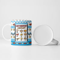 Oktoberfest Checklist Ceramic Mug Pixel Beer Pretzel Sausage Bavarian Pattern
