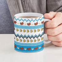 Oktoberfest Checklist Ceramic Mug Pixel Beer Pretzel Sausage Bavarian Pattern