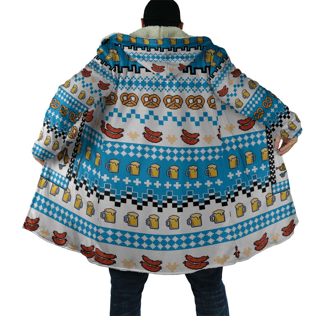 Oktoberfest Checklist Cloak Pixel Beer Pretzel Sausage Bavarian Pattern