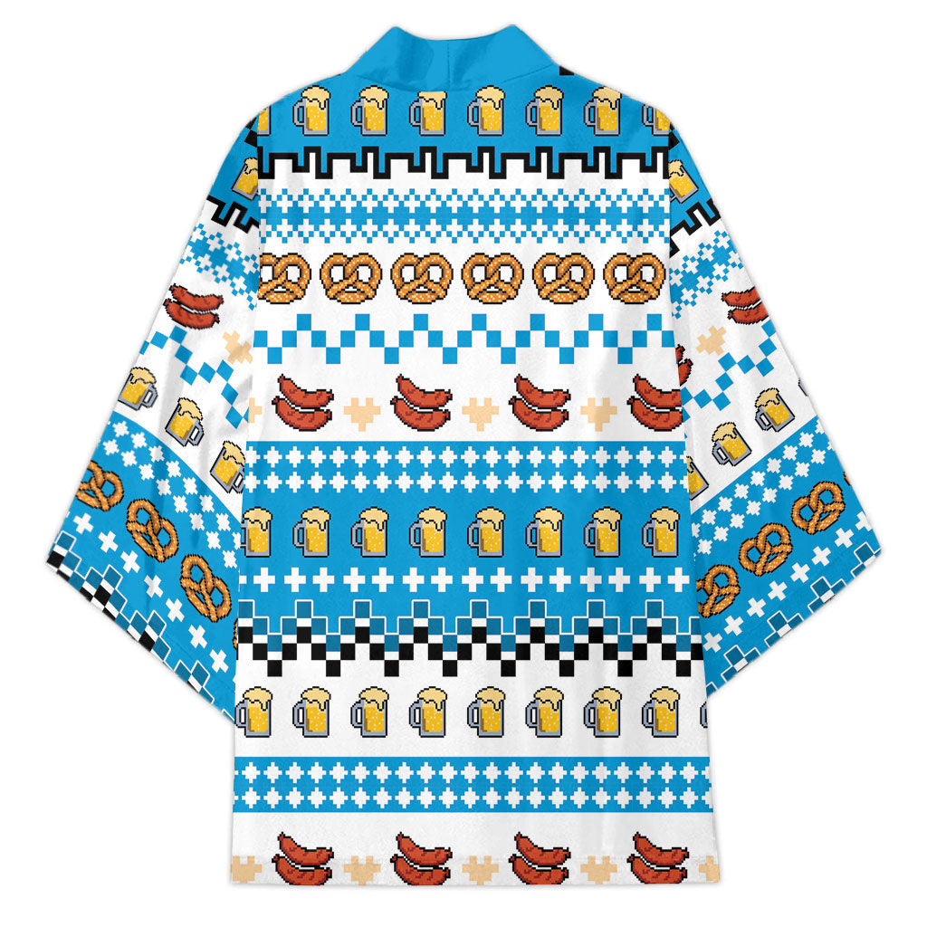 Oktoberfest Checklist Kimono Pixel Beer Pretzel Sausage Bavarian Pattern