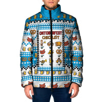 Oktoberfest Checklist Padded Jacket Pixel Beer Pretzel Sausage Bavarian Pattern
