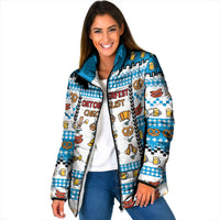 Oktoberfest Checklist Padded Jacket Pixel Beer Pretzel Sausage Bavarian Pattern
