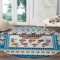 Oktoberfest Checklist Round Carpet Pixel Beer Pretzel Sausage Bavarian Pattern